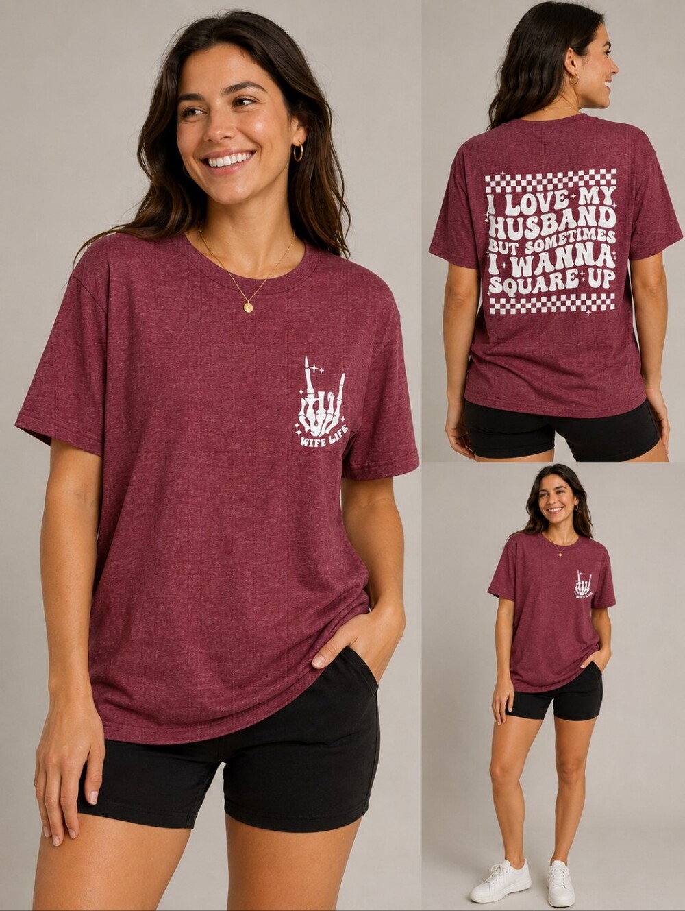 SHEIN Maroon Short Sleeve Graphic Tee
